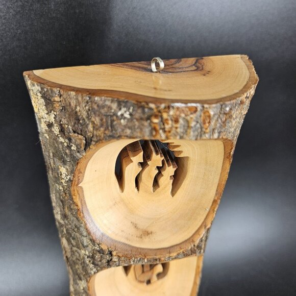 Olive Wood Nativity Scene Wall Art Hand Carved Bethlehem Signed 3 Panel 12" Tall - Picture 2 of 14